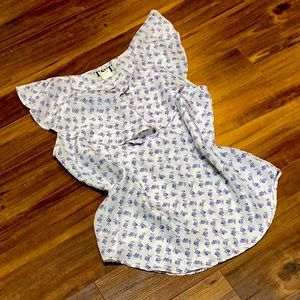 Vintage 100% silk sleeveless blouse, ruffle collar, girls L